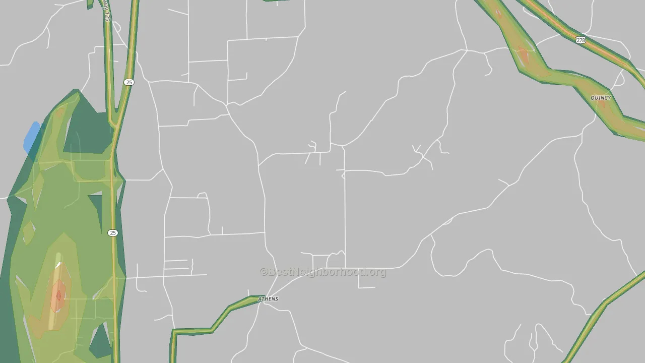 Athens, MS Map of Noise Levels in Athens