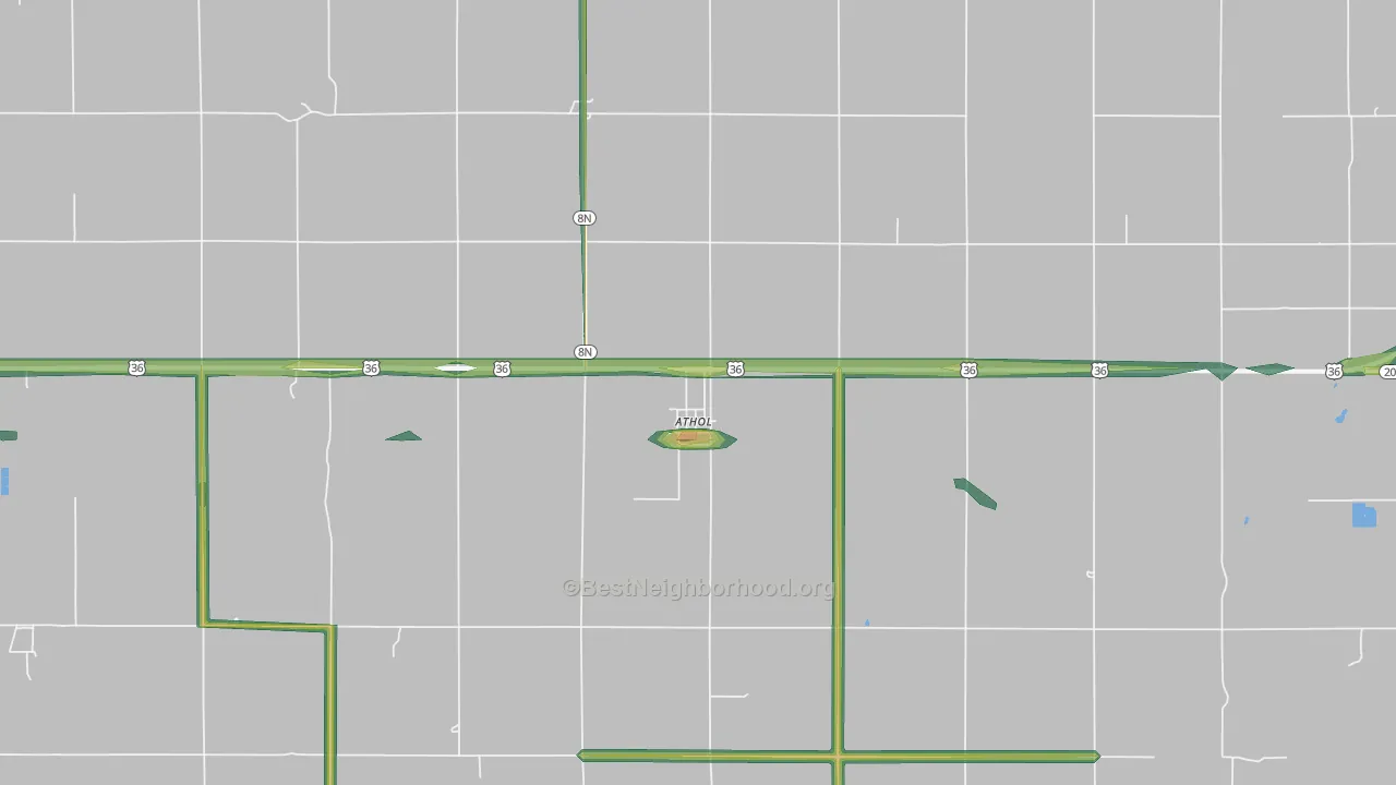 Athol, KS Map of Noise Levels in Athol