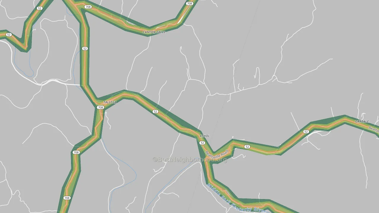 Athol, KY Map of Noise Levels in Athol