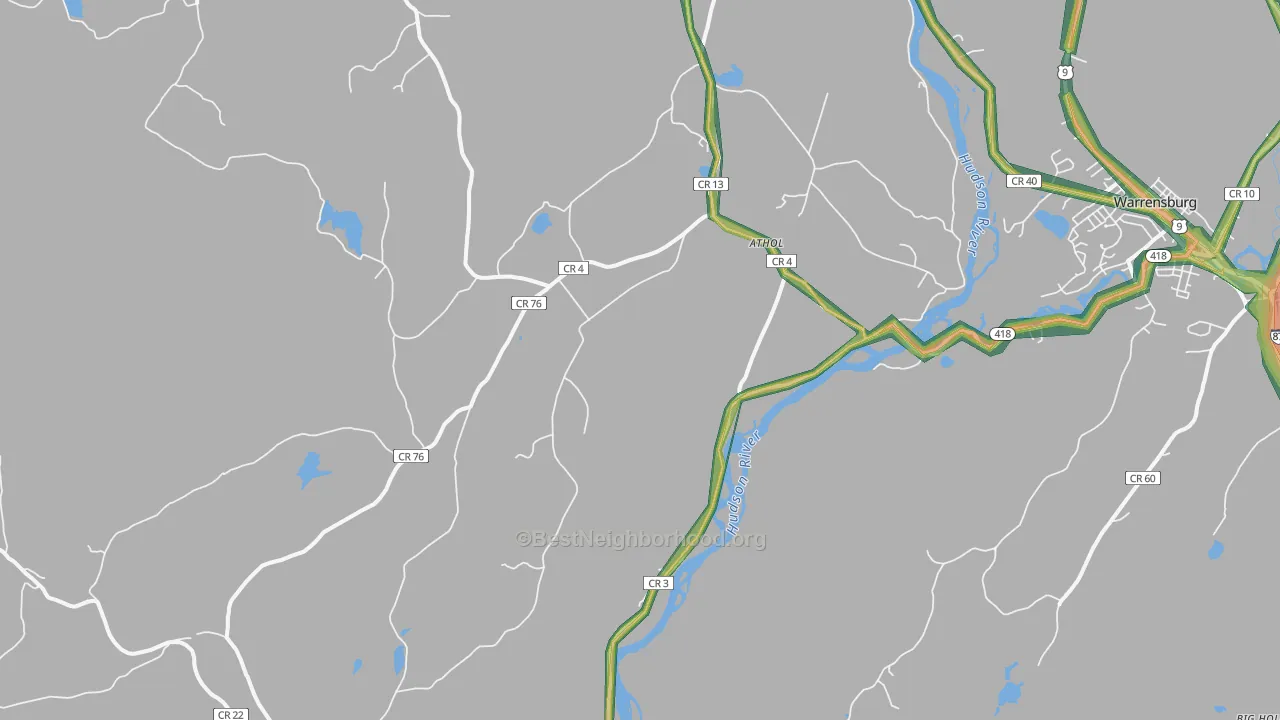 Athol, NY Map of Noise Levels in Athol