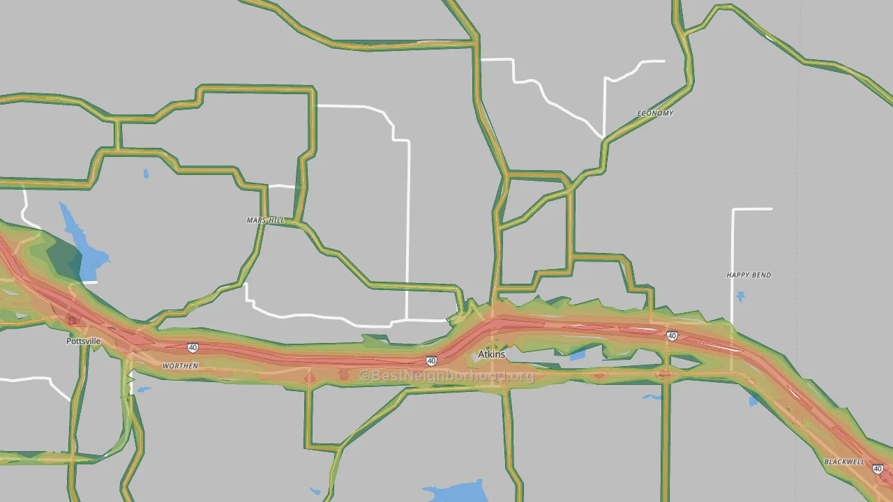 Atkins, AR Map of Noise Levels in Atkins