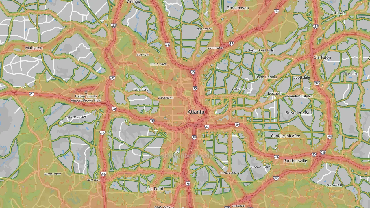 Atlanta, GA Map of Noise Levels in Atlanta