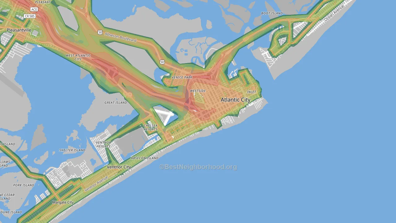 Atlantic City, NJ Map of Noise Levels in Atlantic City