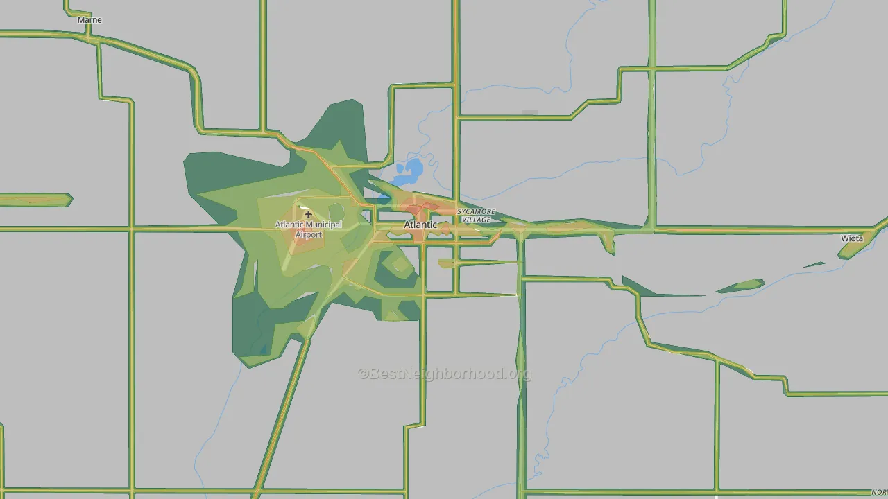 Atlantic, IA Map of Noise Levels in Atlantic