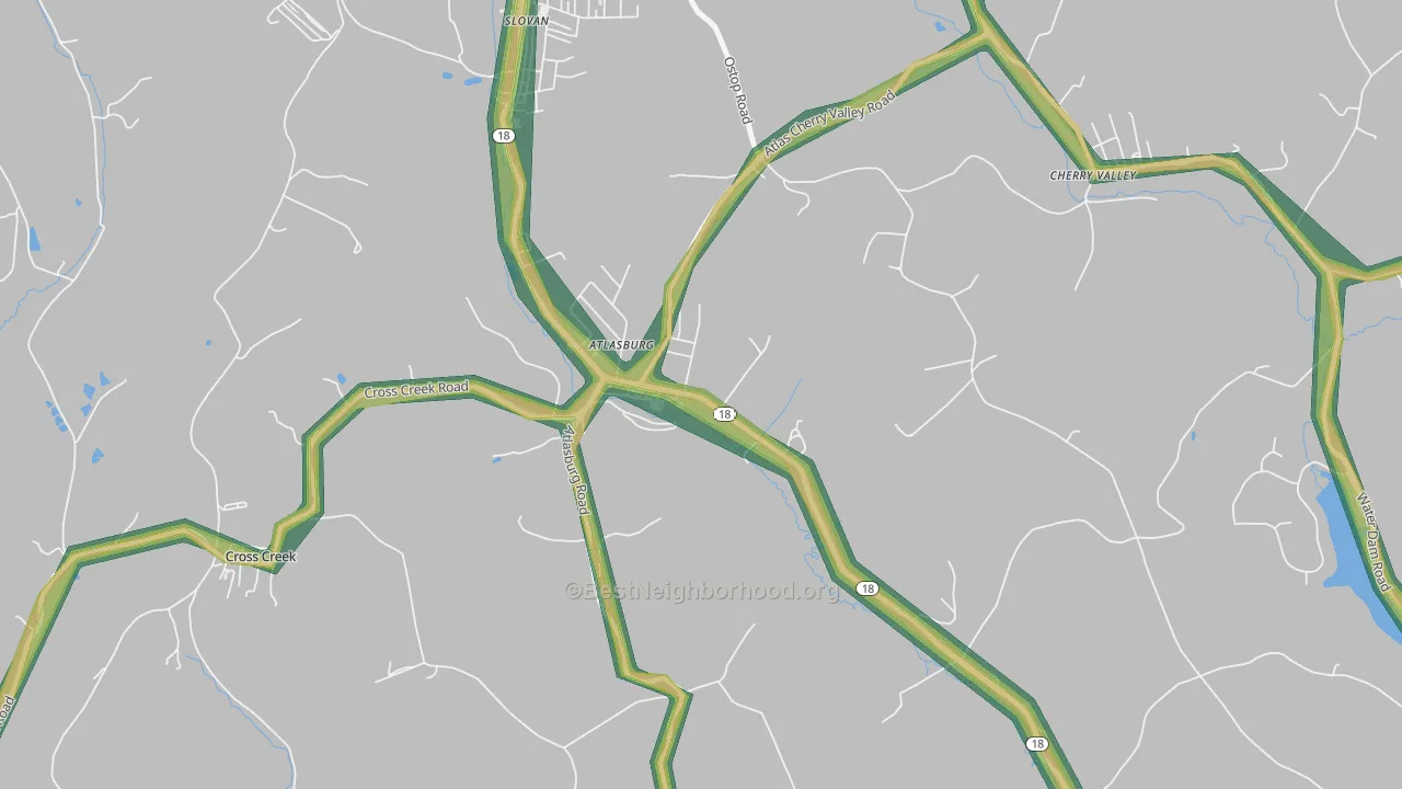 Atlasburg, PA Map of Noise Levels in Atlasburg