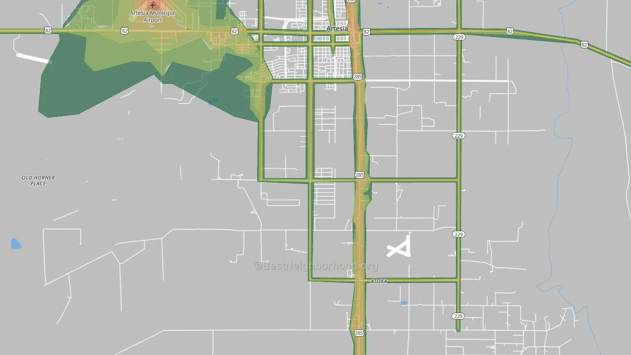Atoka, NM Map of Noise Levels in Atoka