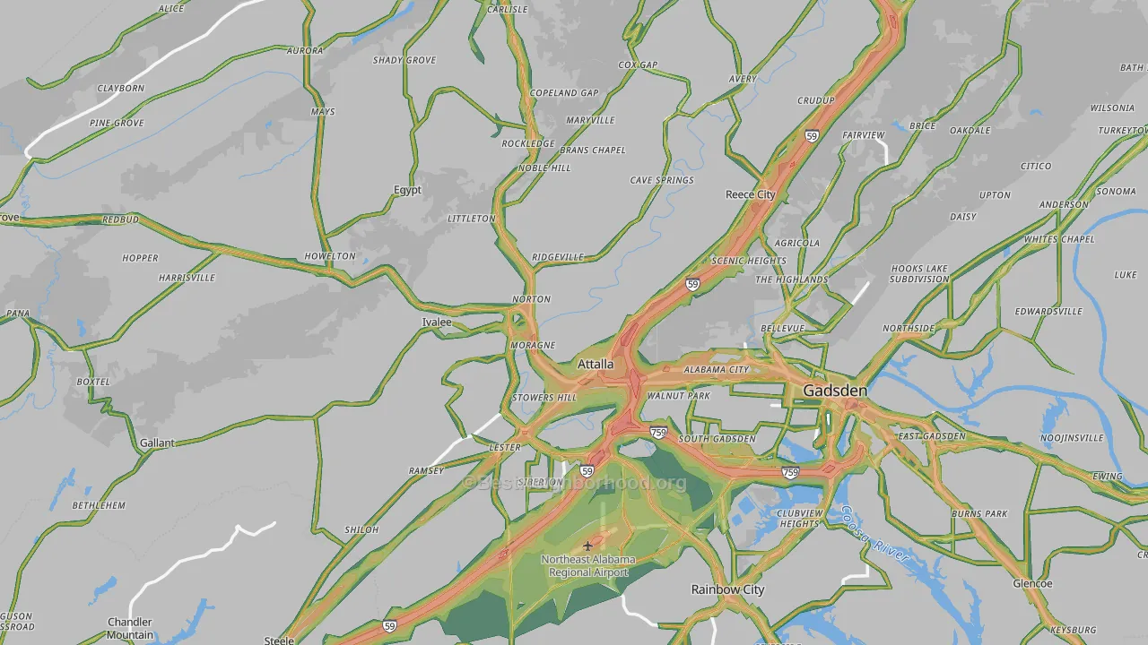 Attalla, AL Map of Noise Levels in Attalla