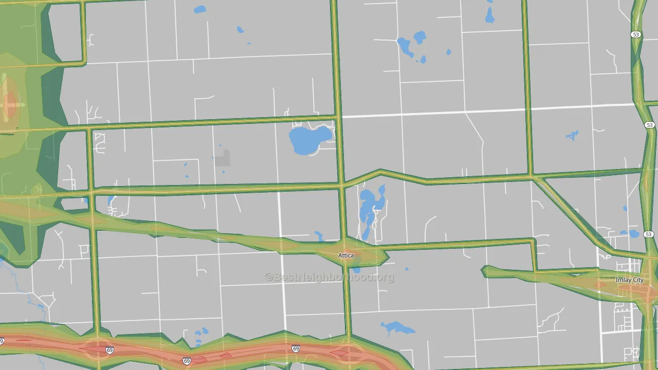 Attica, MI Map of Noise Levels in Attica