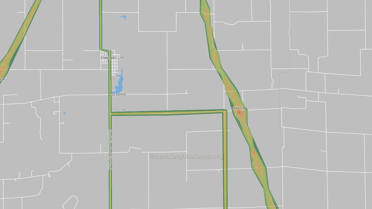 Atwater, IL Map of Noise Levels in Atwater