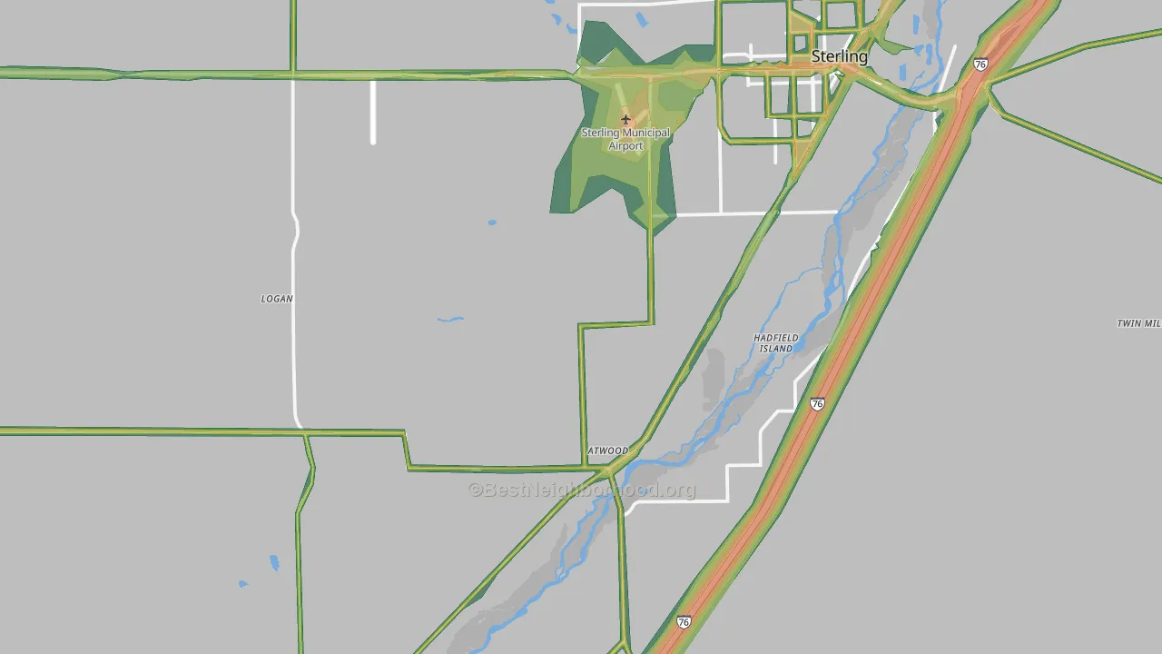 Atwood, CO Map of Noise Levels in Atwood