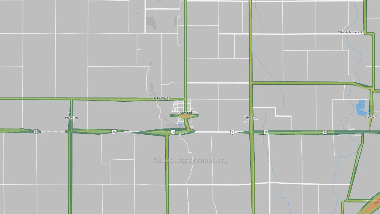 Atwood, IL Map of Noise Levels in Atwood