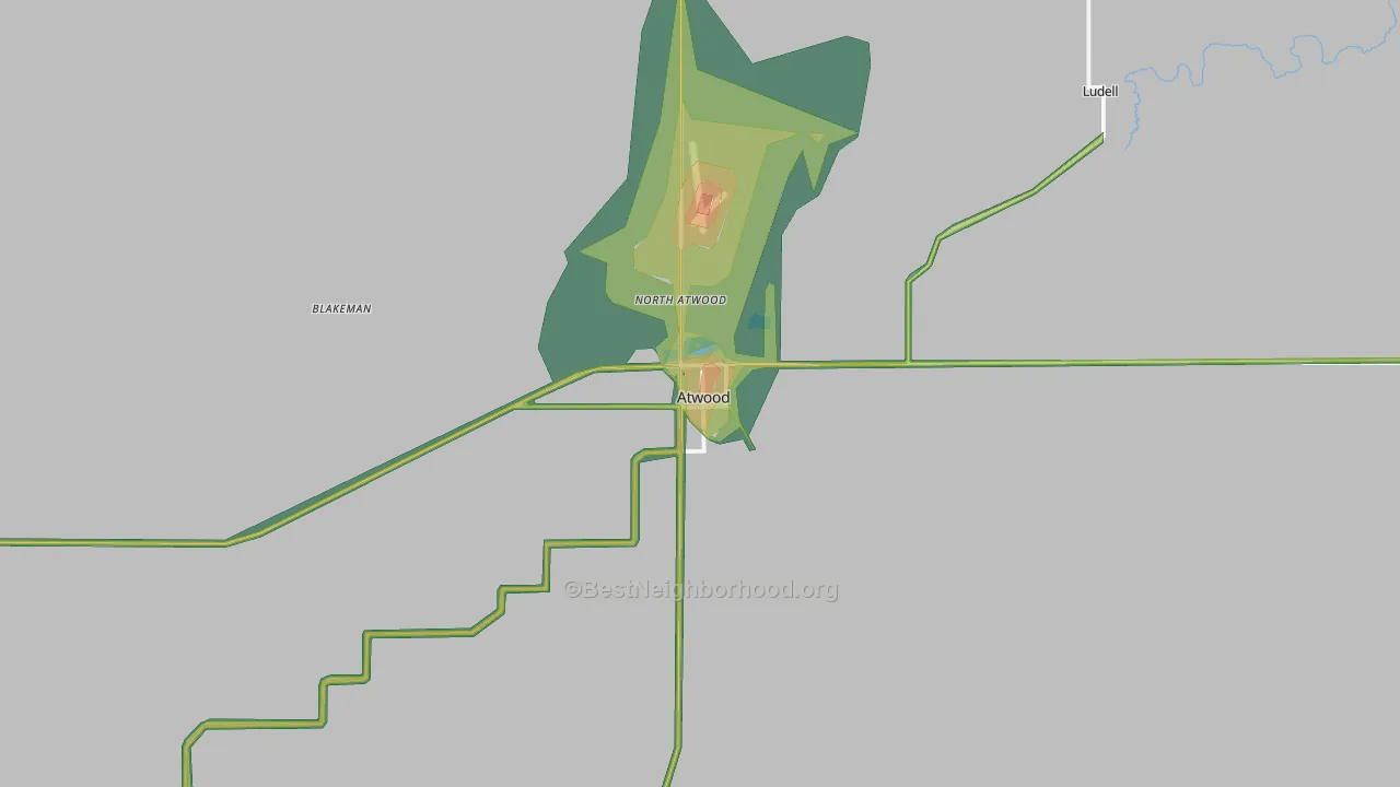 Atwood, KS Map of Noise Levels in Atwood