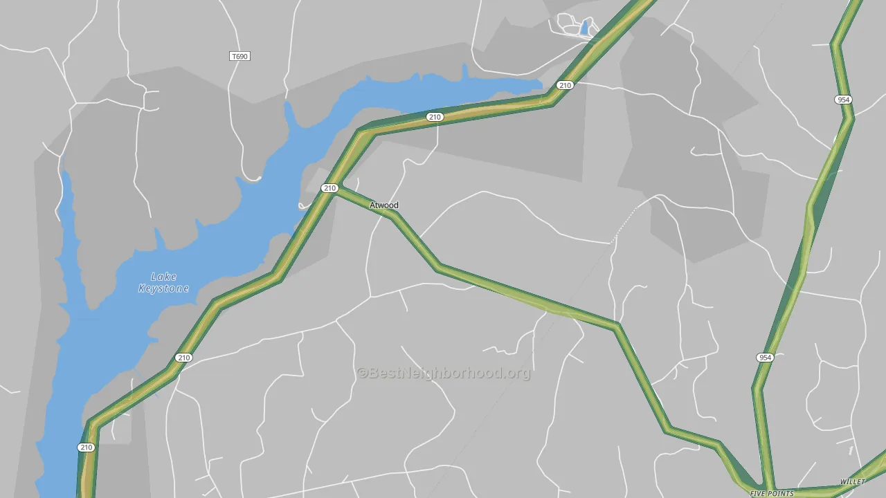 Atwood, PA Map of Noise Levels in Atwood