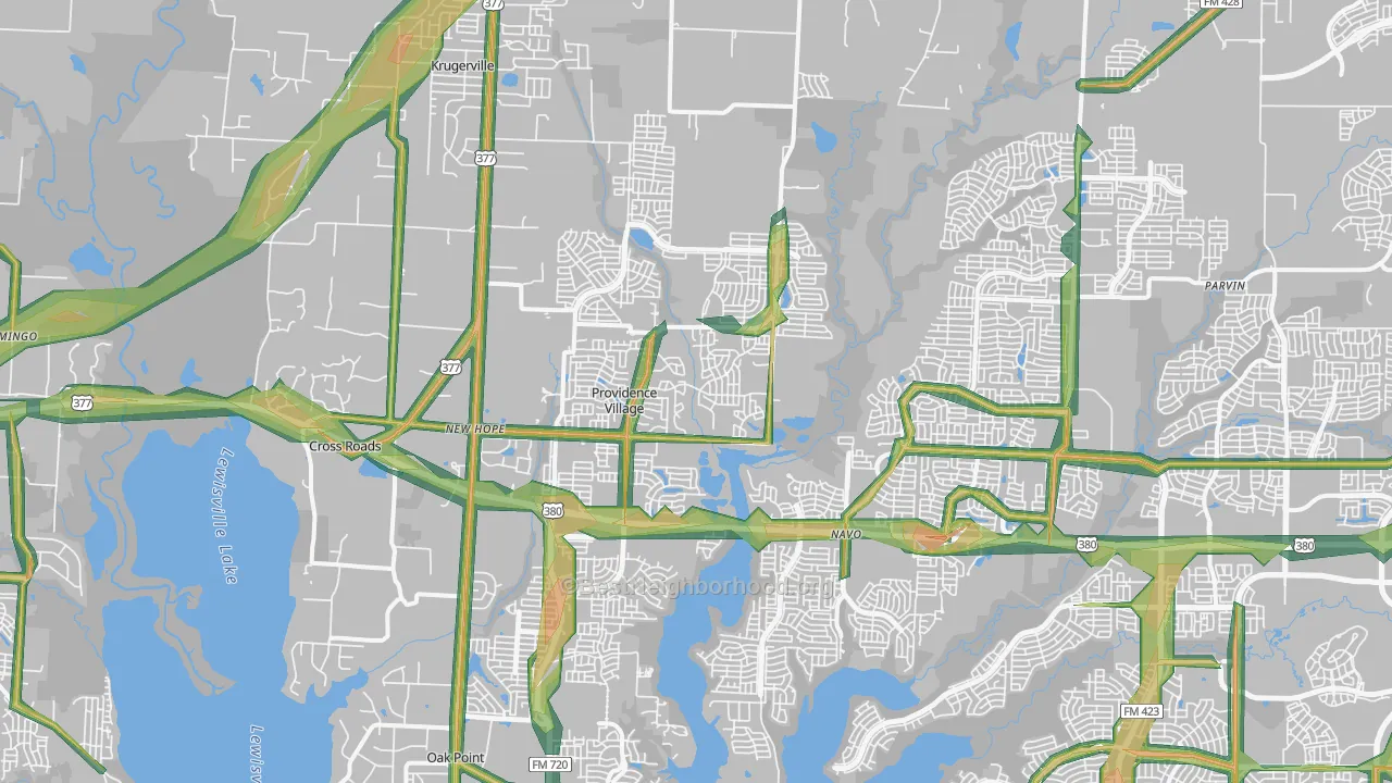 Aubrey, TX Map of Noise Levels in Aubrey