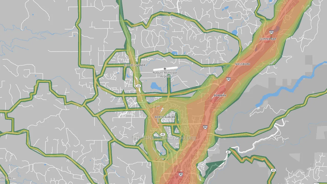 Auburn, CA Map of Noise Levels in Auburn
