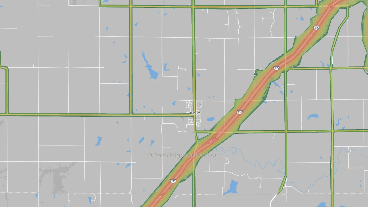 Auburn, KS Map of Noise Levels in Auburn