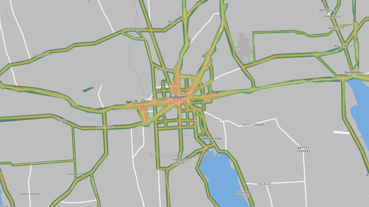 Auburn, NY Map of Noise Levels in Auburn