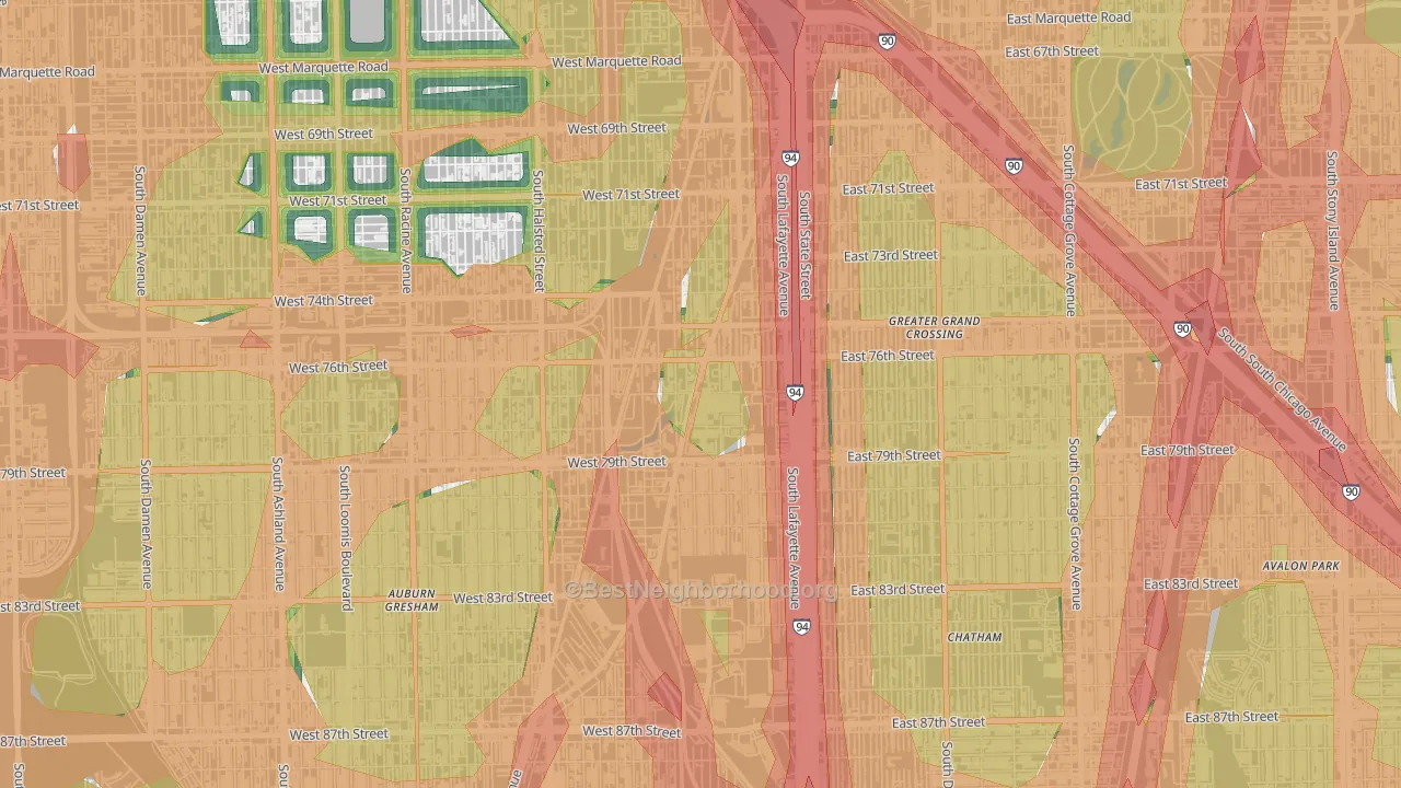 Auburn Park, Chicago, IL Map of Noise Levels in Auburn Park
