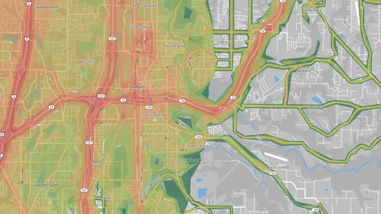 Auburn, WA Map of Noise Levels in Auburn