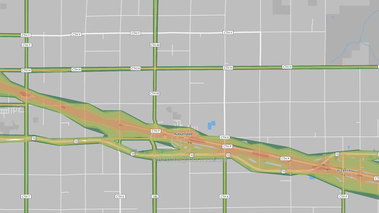 Auburndale, WI Map of Noise Levels in Auburndale