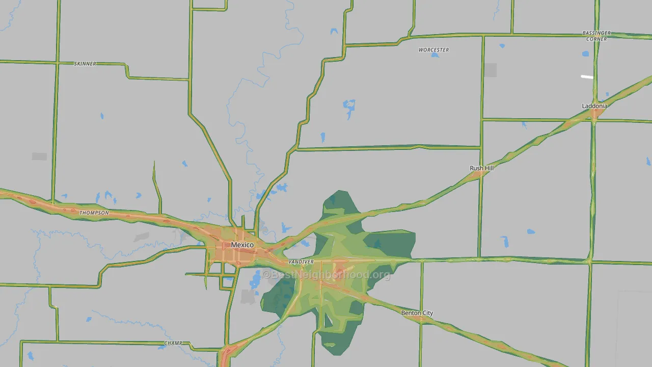 Audrain County, MO Map of Noise Levels in Audrain County