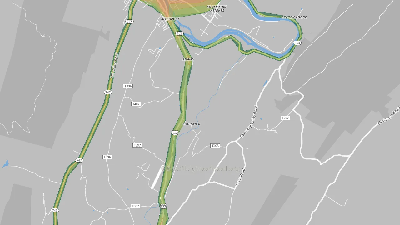 Aughwick, PA Map of Noise Levels in Aughwick