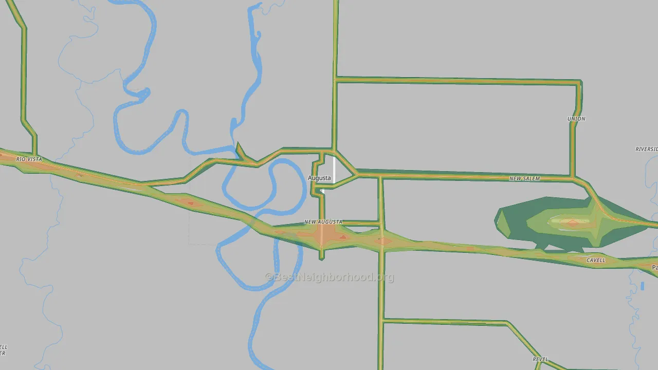 Augusta, AR Map of Noise Levels in Augusta
