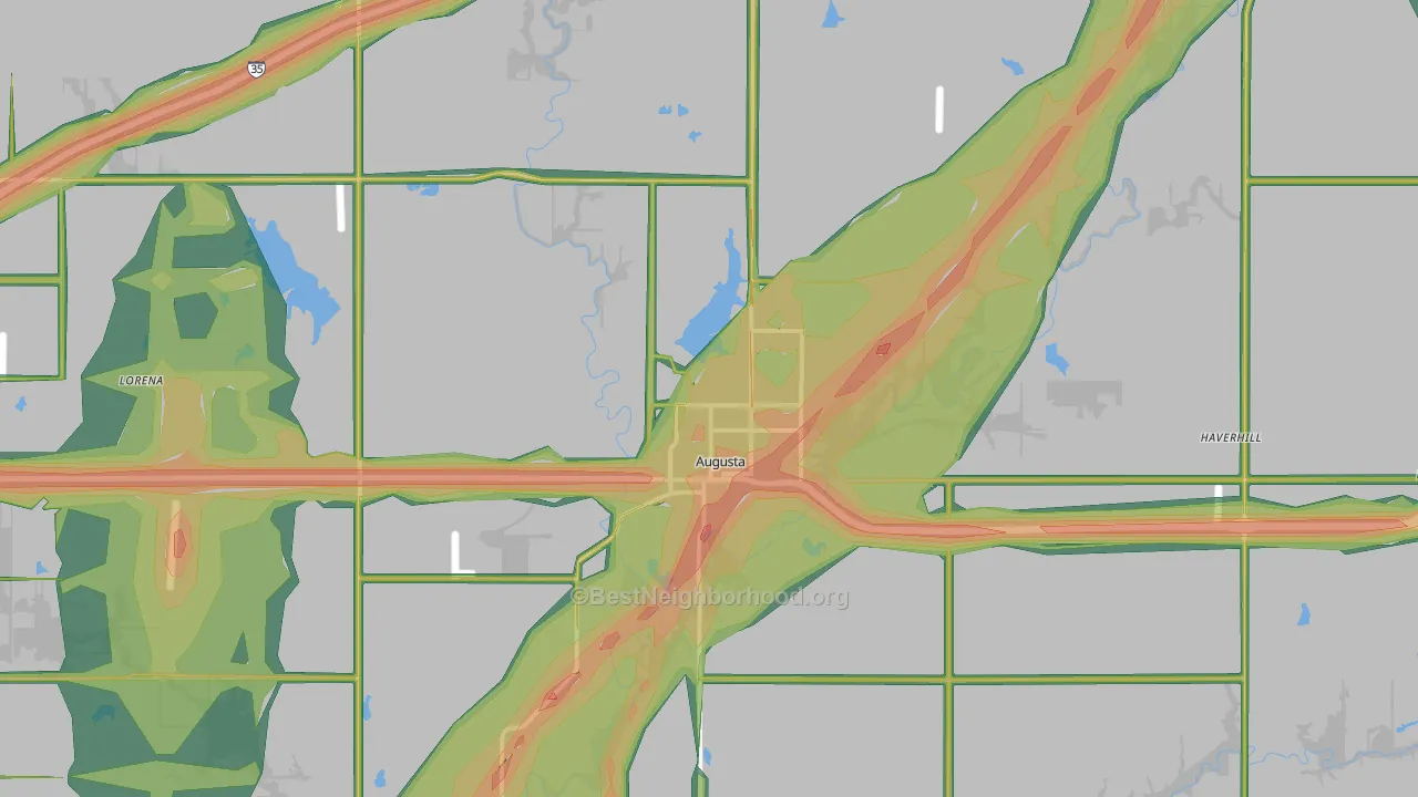 Augusta, KS Map of Noise Levels in Augusta