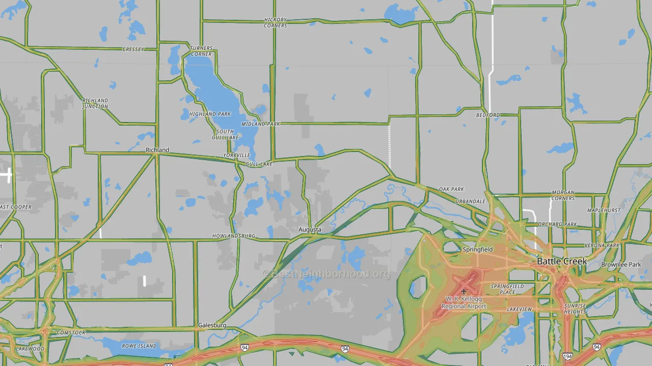 Augusta, MI Map of Noise Levels in Augusta