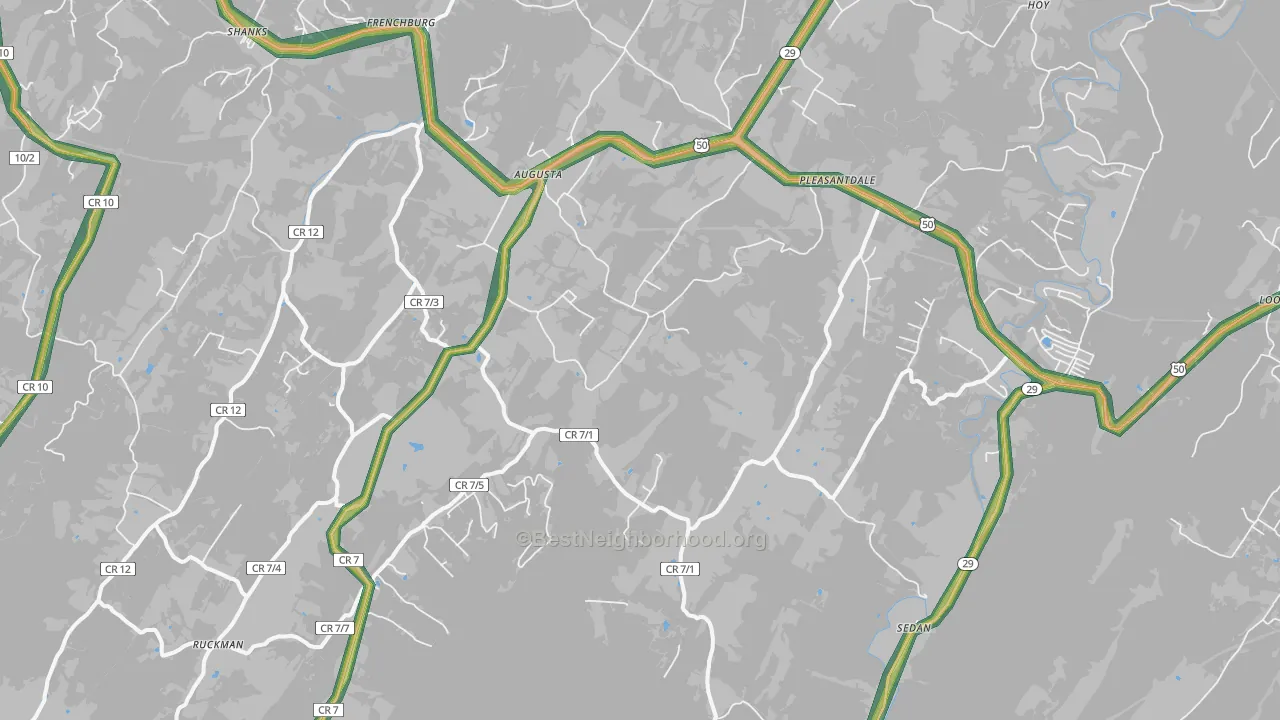 Augusta, WV Map of Noise Levels in Augusta