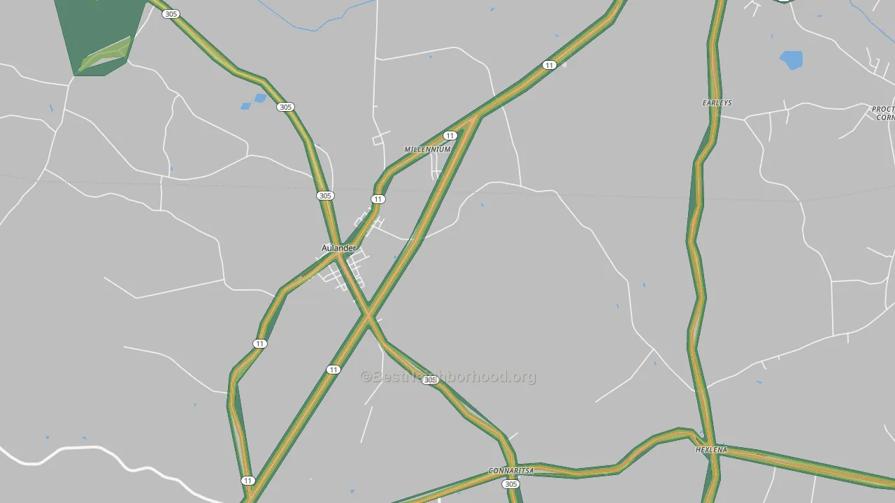 Aulander, NC Map of Noise Levels in Aulander