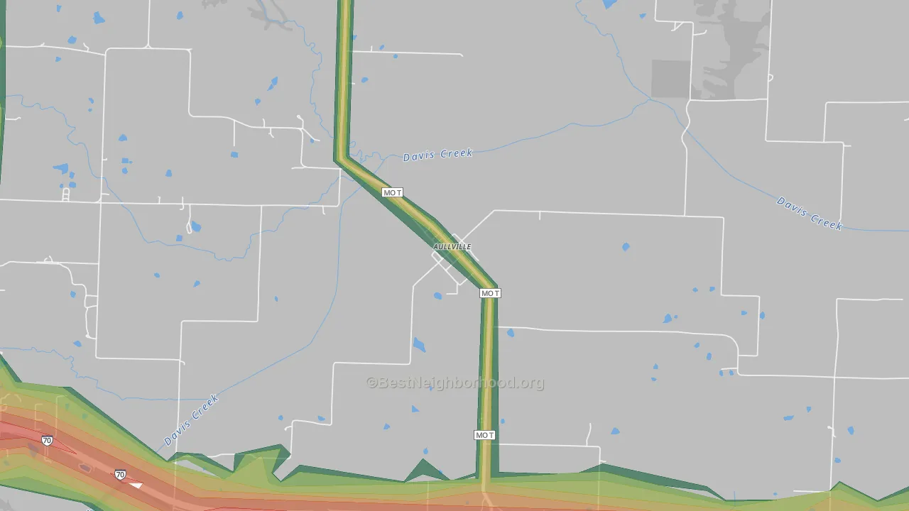 Aullville, MO Map of Noise Levels in Aullville