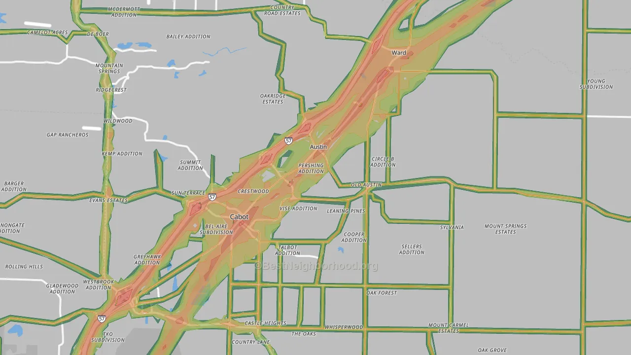 Austin, AR Map of Noise Levels in Austin