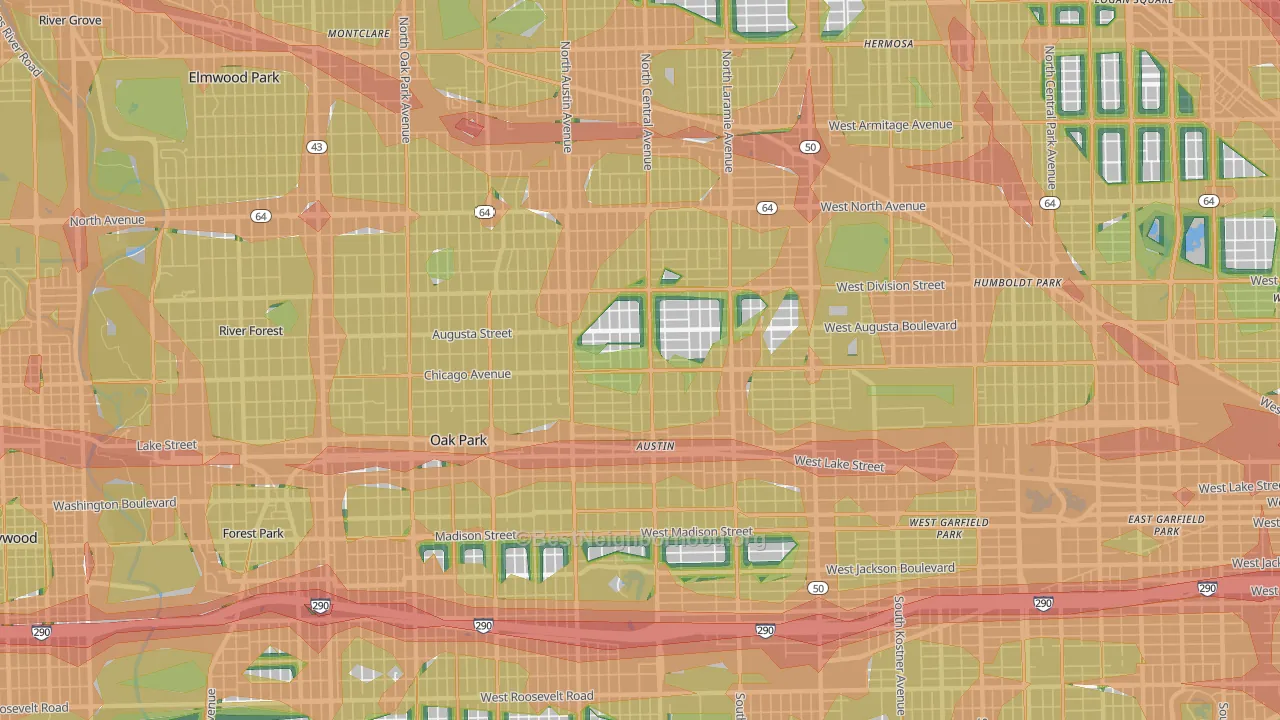 Austin, Chicago, IL Map of Noise Levels in Austin