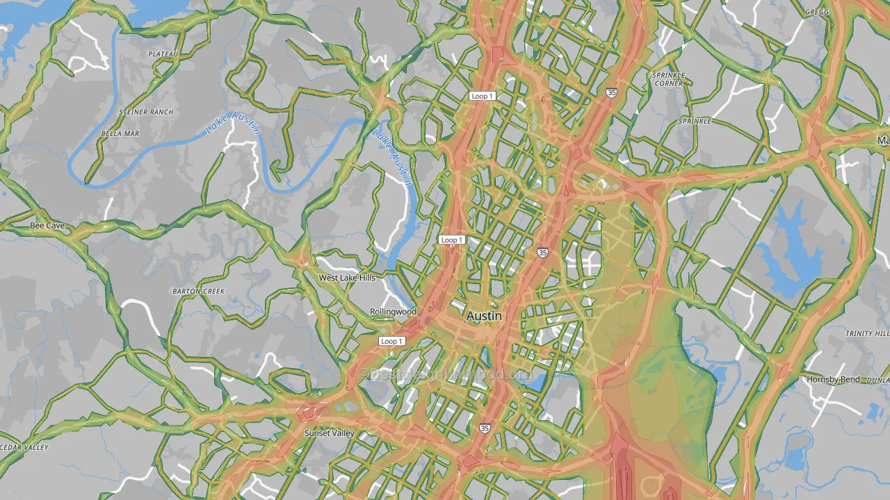 Austin, TX Map of Noise Levels in Austin