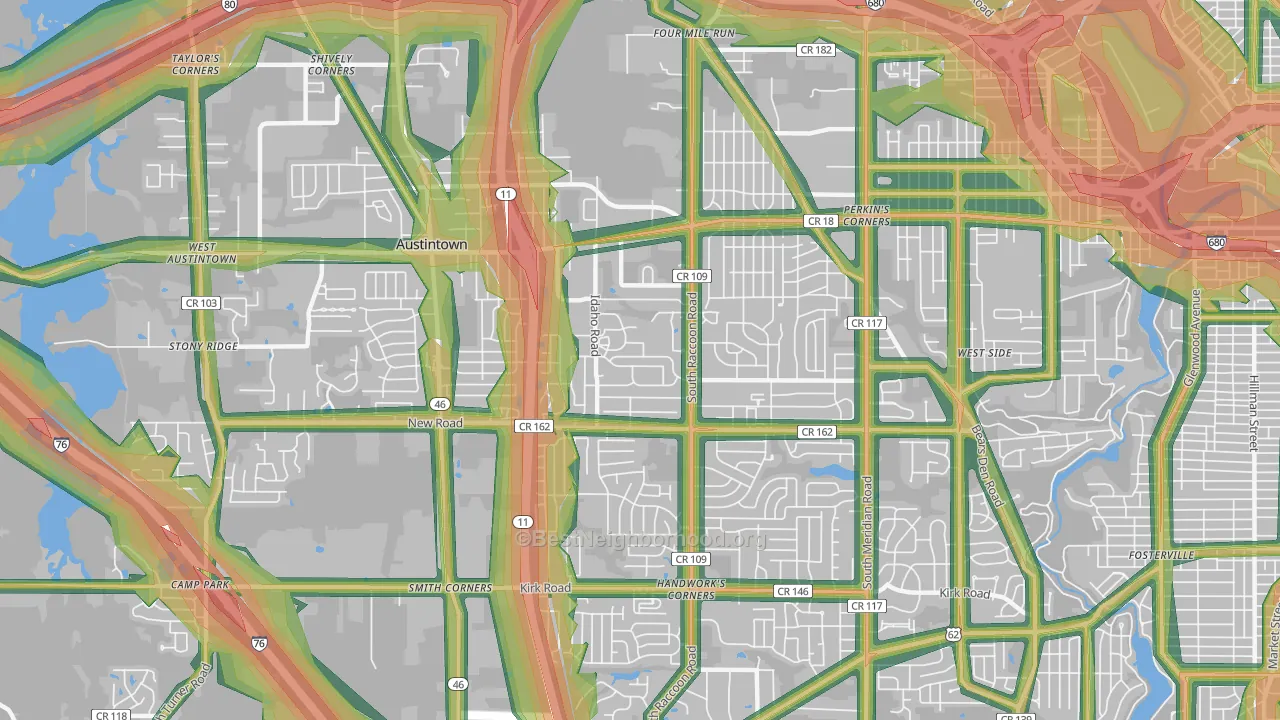 Austintown, OH Map of Noise Levels in Austintown
