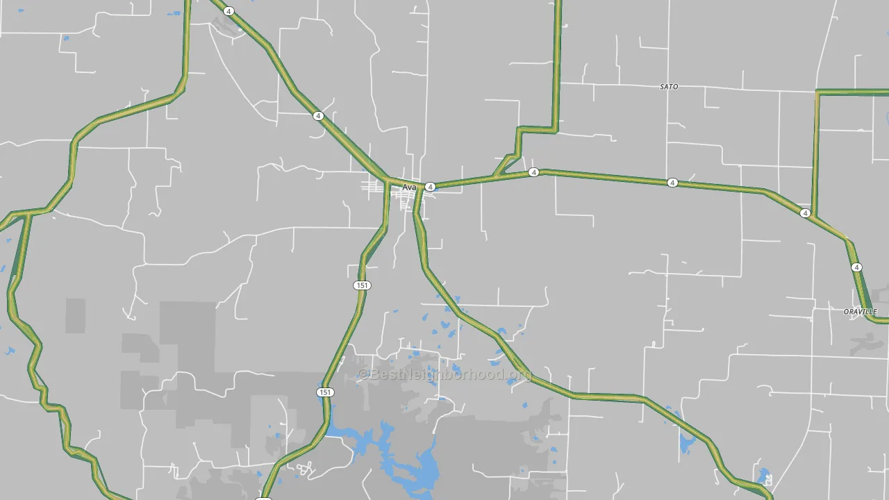 Ava, IL Map of Noise Levels in Ava