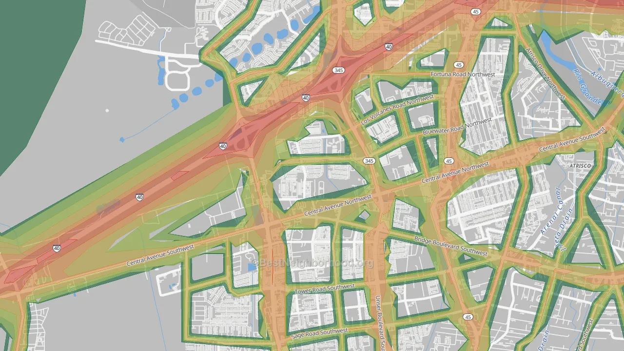 Avalon, Albuquerque, NM Map of Noise Levels in Avalon