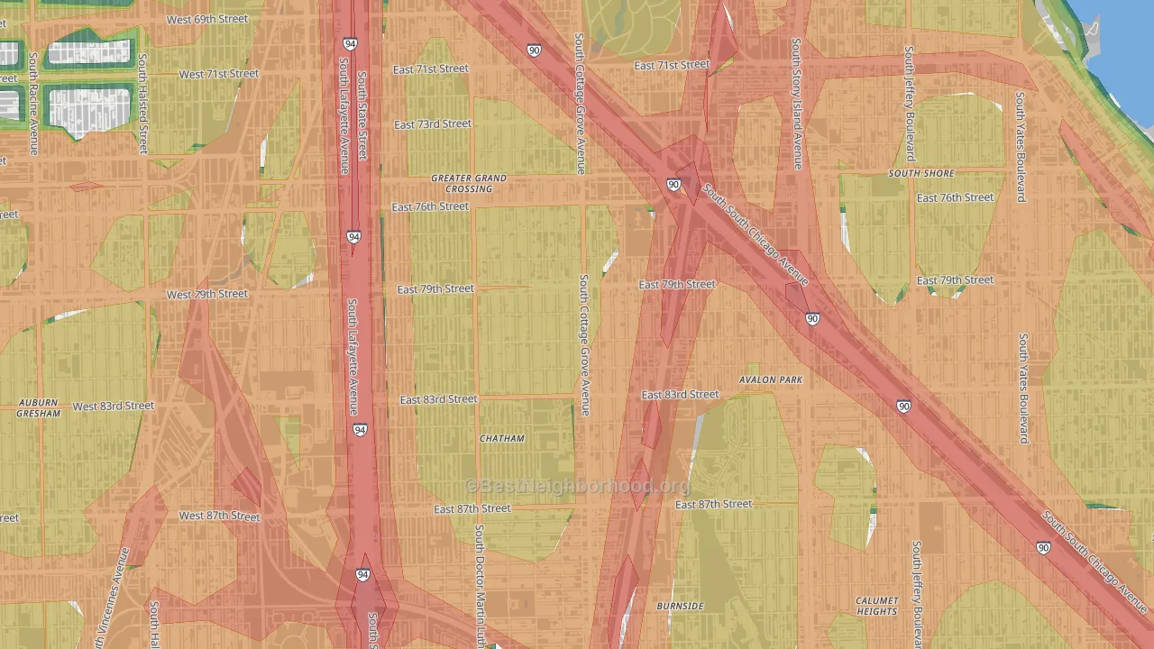 Avalon Highlands, Chicago, IL Map of Noise Levels in Avalon Highlands