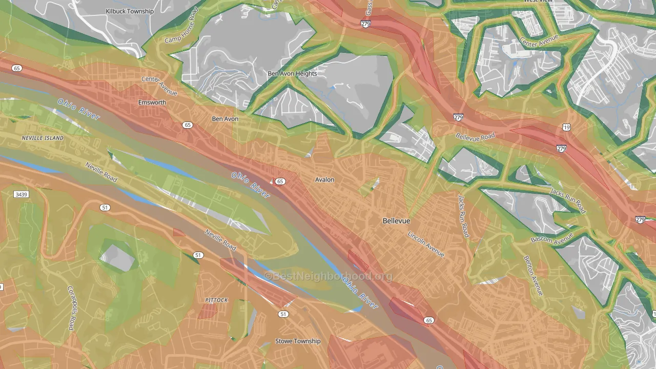Avalon, PA Map of Noise Levels in Avalon