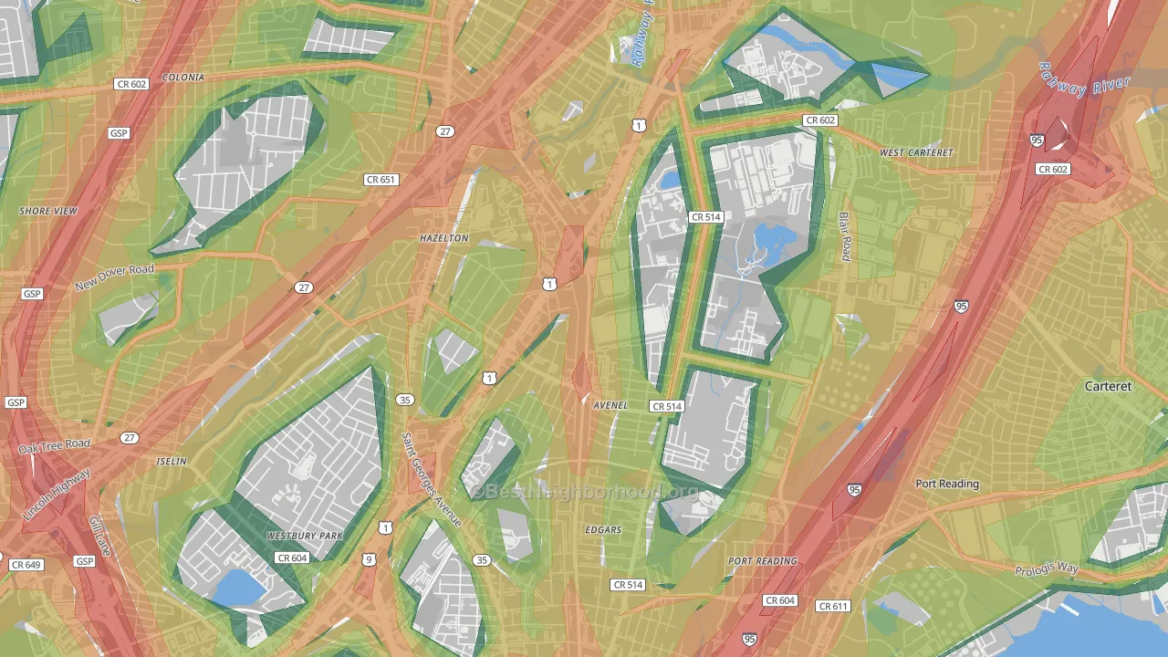 Avenel, NJ Map of Noise Levels in Avenel