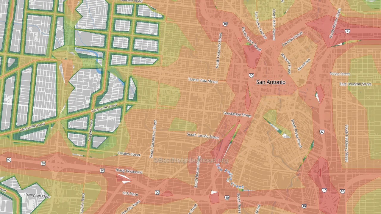 Avenida Guadalupe, San Antonio, TX Map of Noise Levels in Avenida Guadalupe