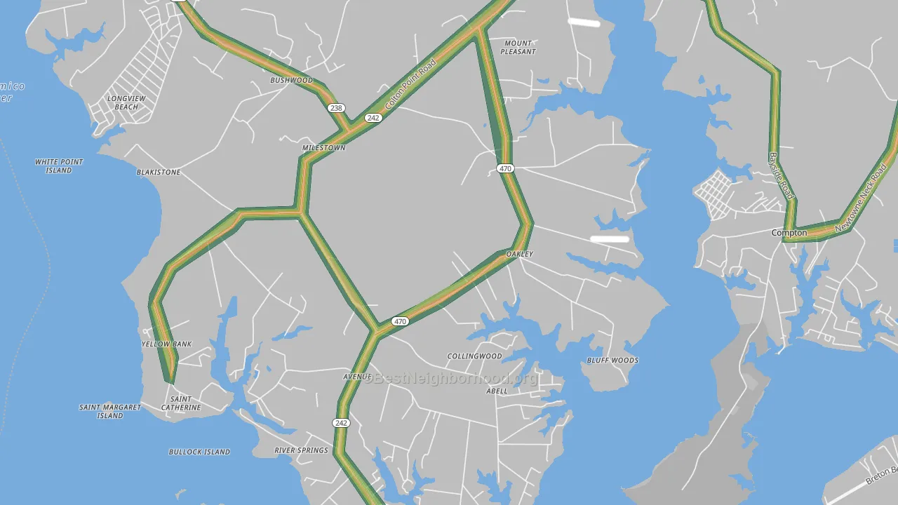 Avenue, MD Map of Noise Levels in Avenue