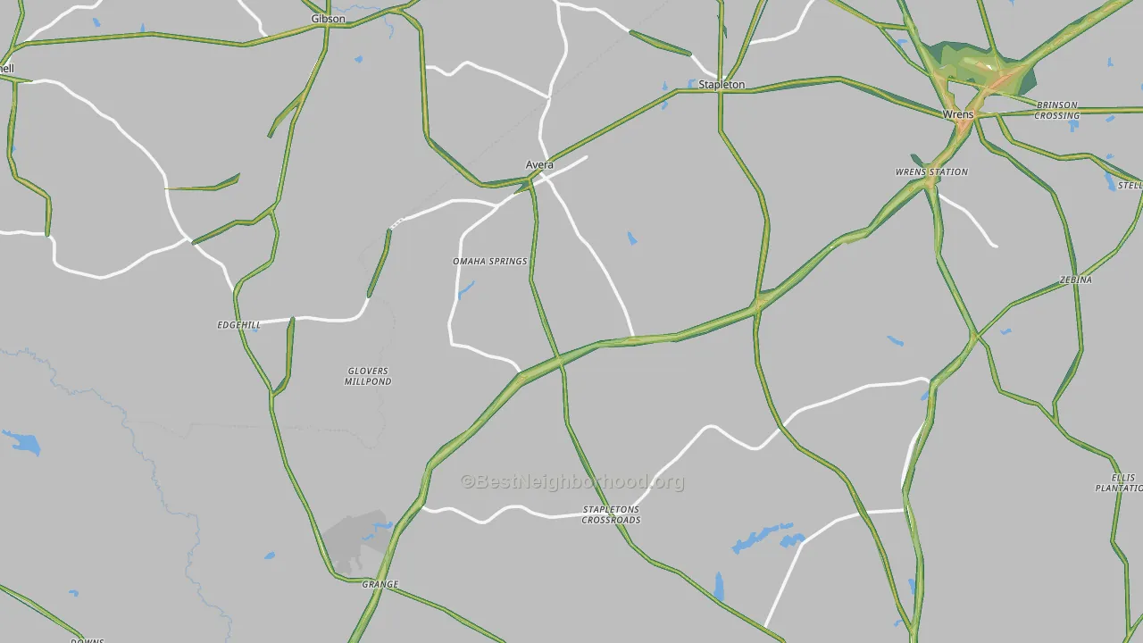 Avera, GA Map of Noise Levels in Avera
