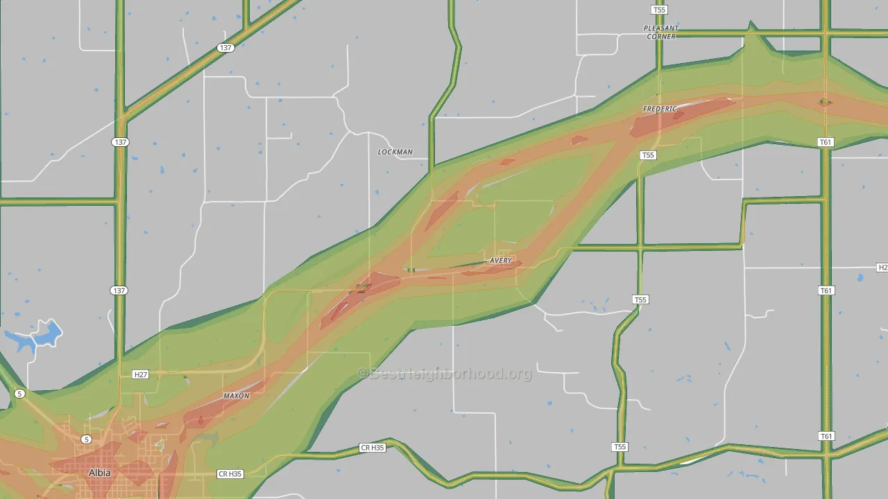 Avery, IA Map of Noise Levels in Avery