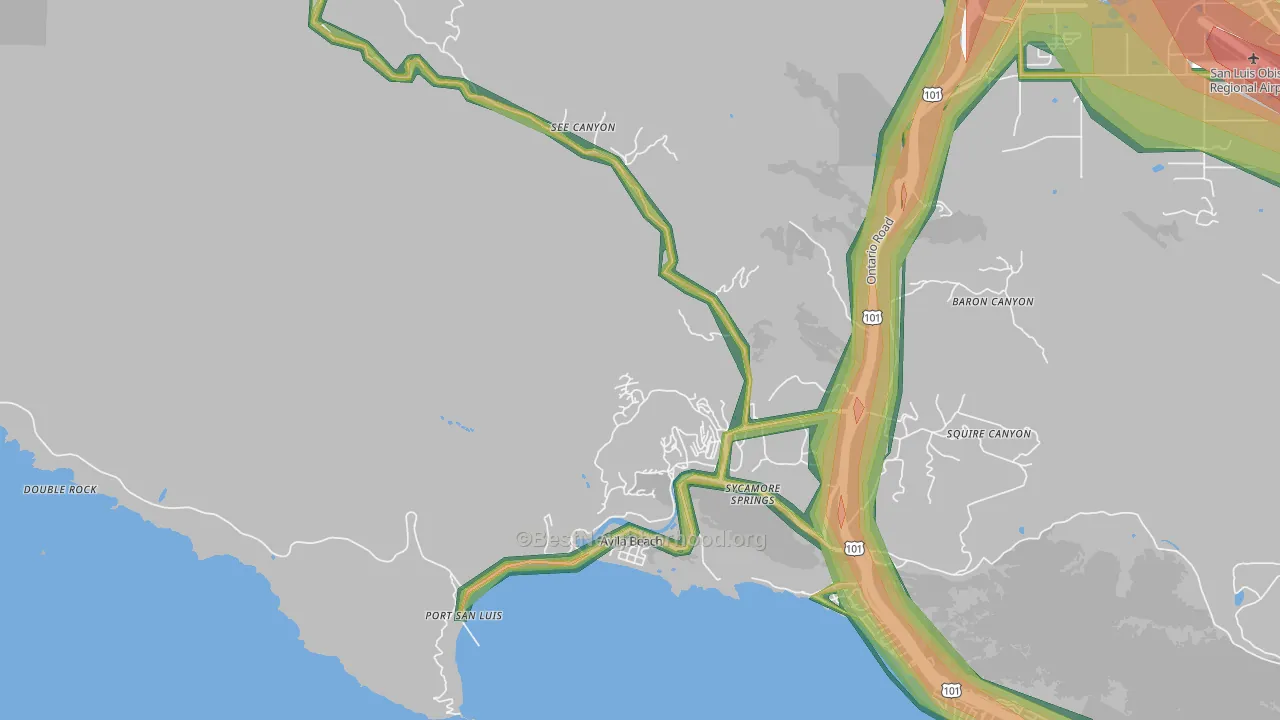Avila Beach, CA Map of Noise Levels in Avila Beach