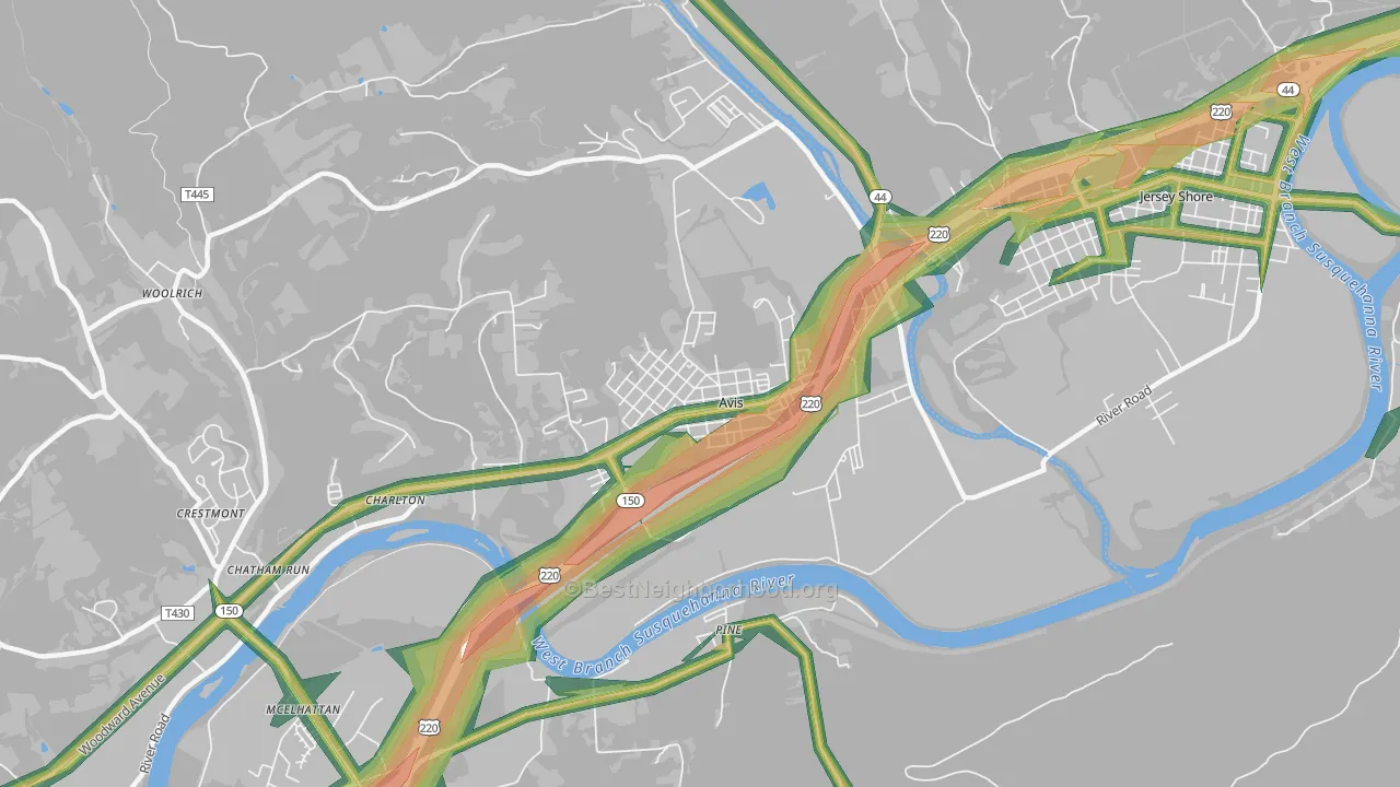 Avis, PA Map of Noise Levels in Avis