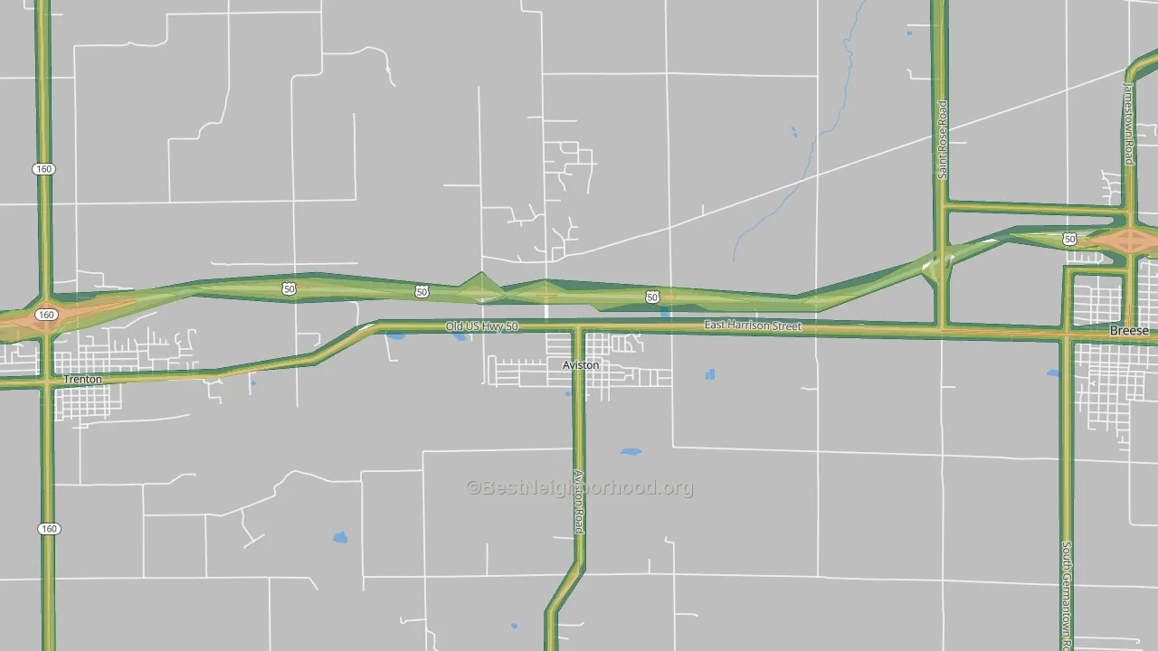 Aviston, IL Map of Noise Levels in Aviston