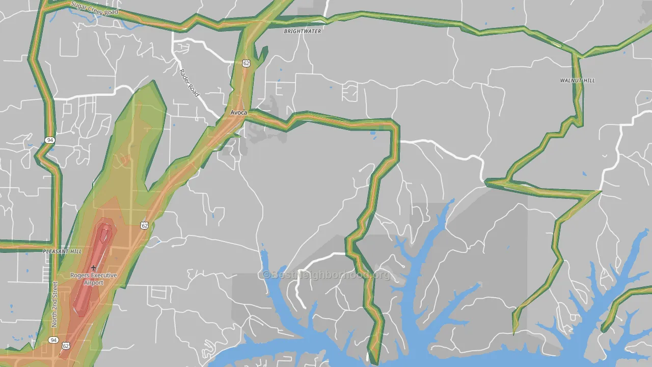 Avoca, AR Map of Noise Levels in Avoca