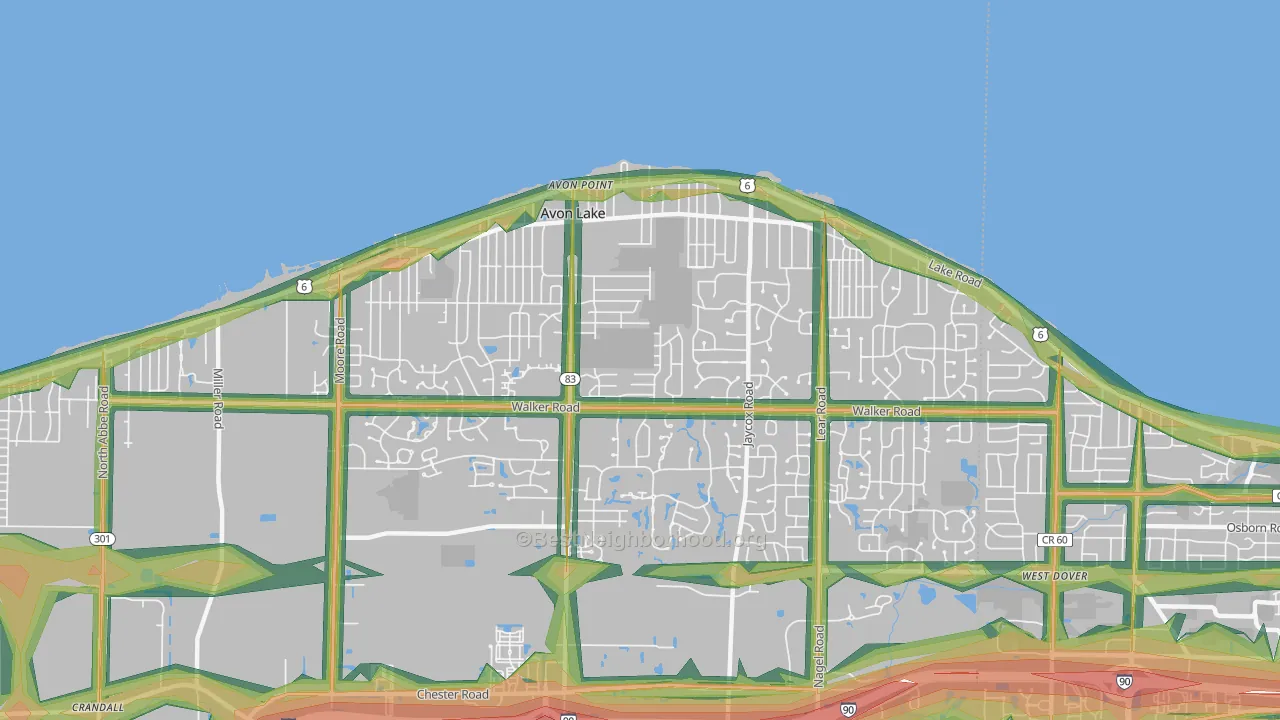 Avon Lake, OH Map of Noise Levels in Avon Lake